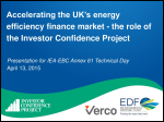 Accelerating the UK’s energy efficiency finance market - the role of the Investor Confidence Project